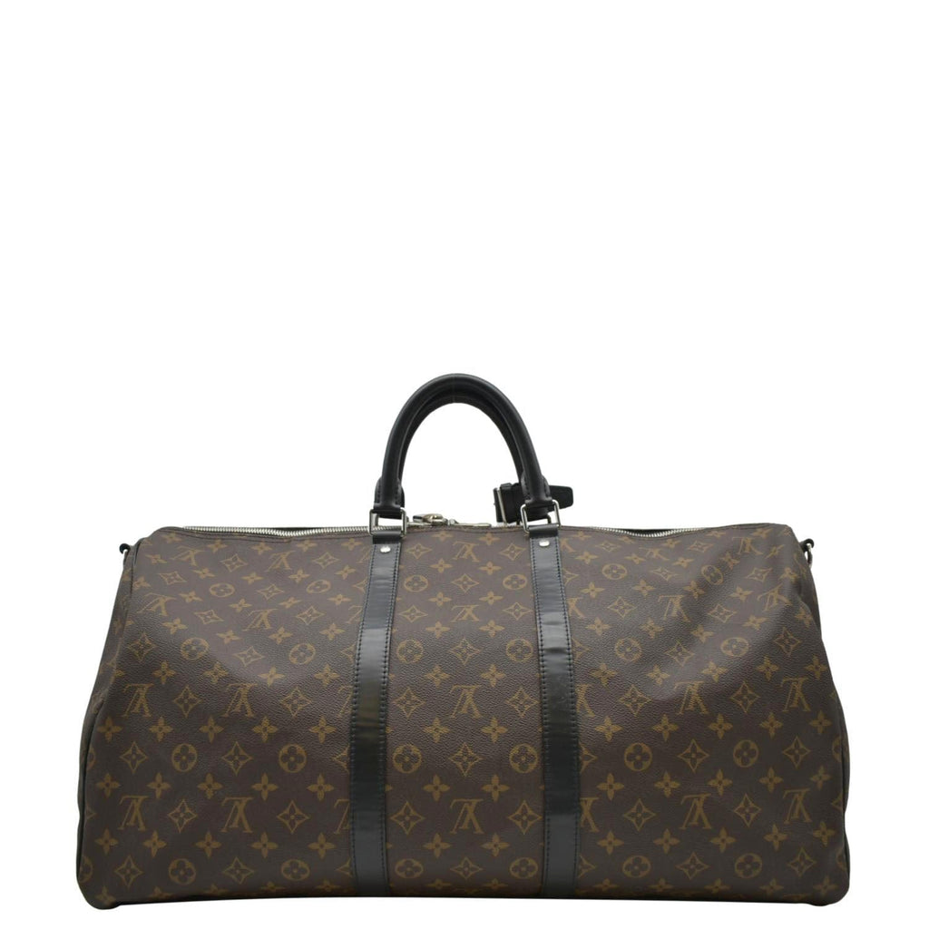 LOUIS VUITTON Keepall 55 Bandouliere Monogram Canvas Travel Bag Brown