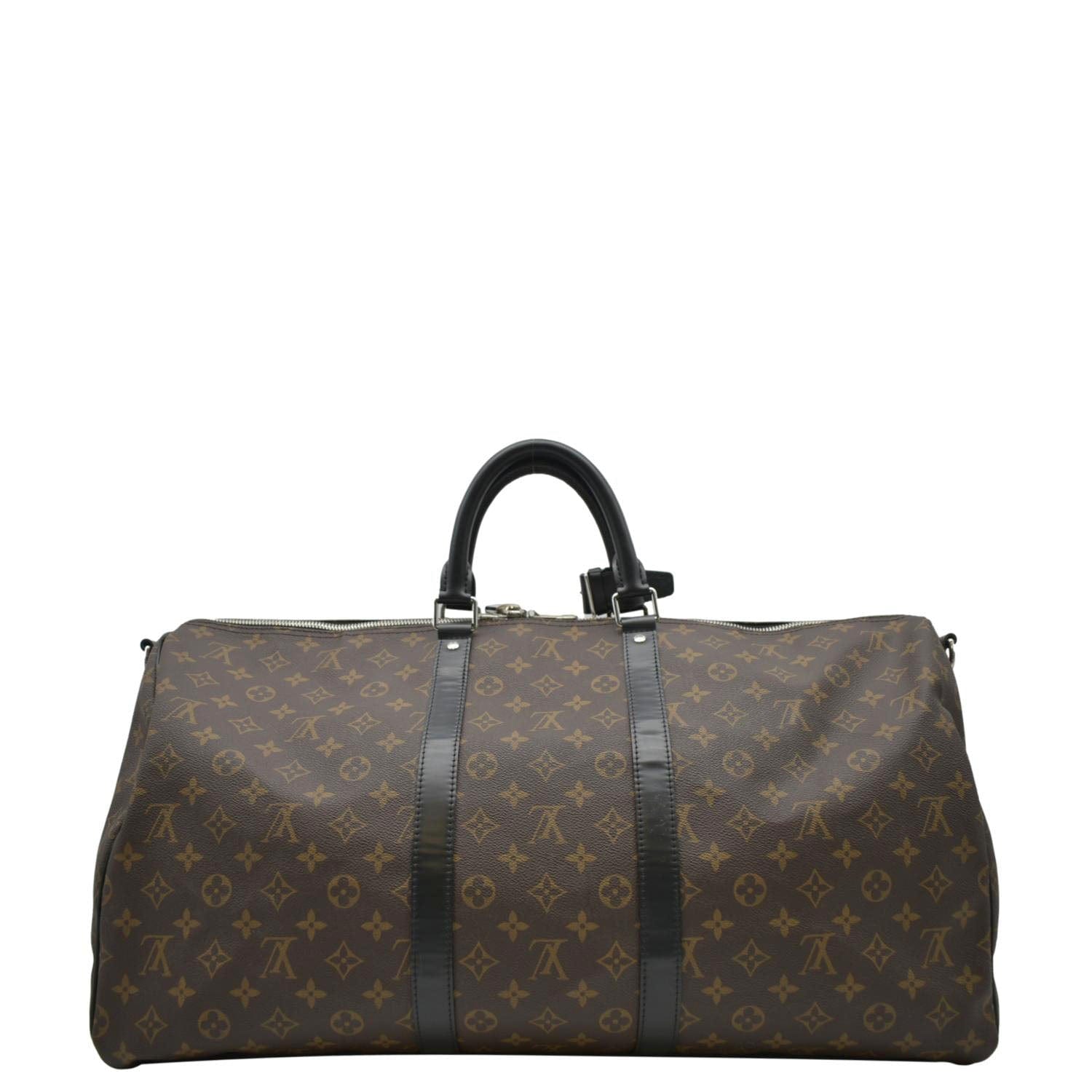 LOUIS VUITTON Keepall 55 Bandouliere Monogram Canvas Travel Bag Brown