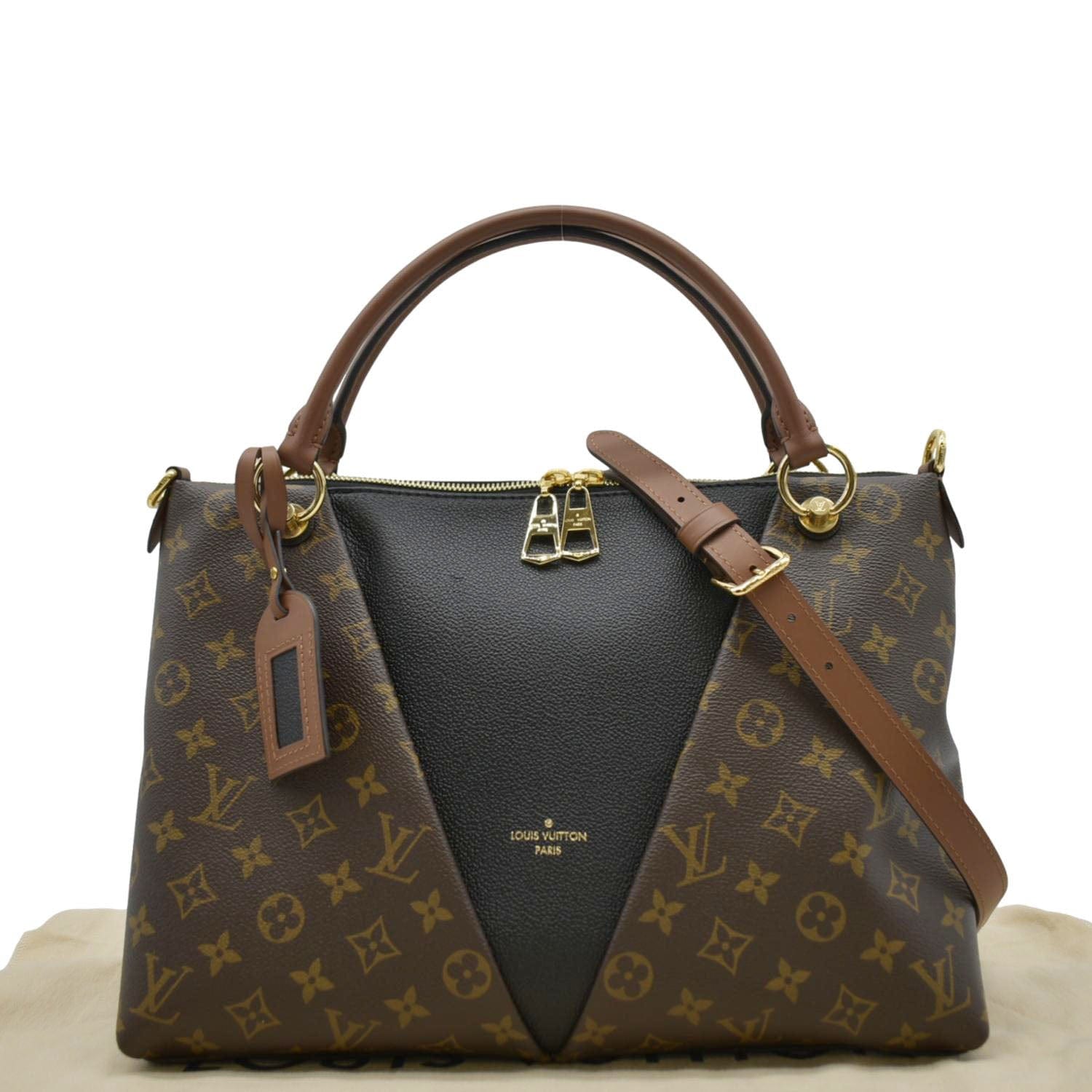 LOUIS VUITTON V Monogram Canvas Tote Shoulder Bag Brown