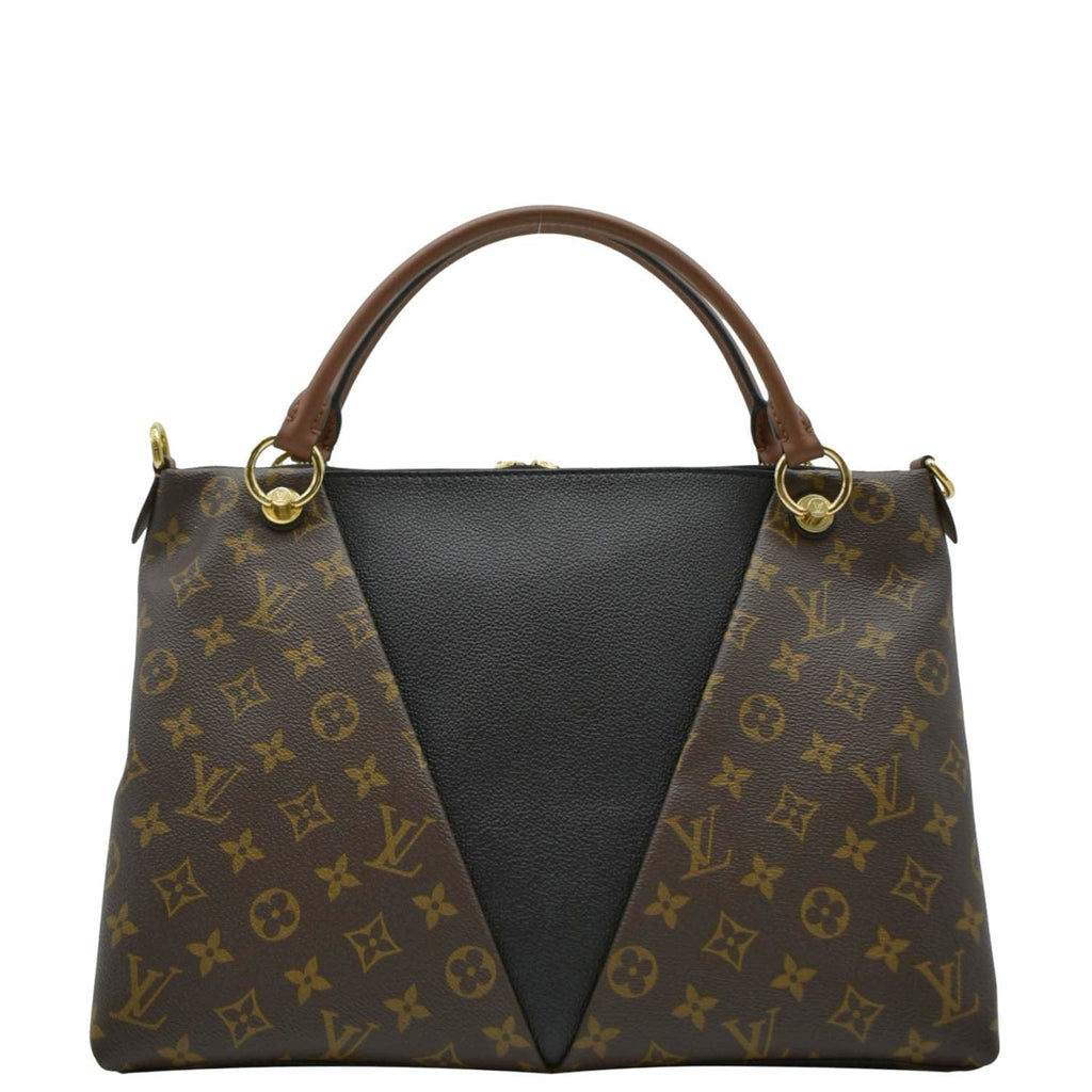 LOUIS VUITTON V Monogram Canvas Tote Shoulder Bag Brown