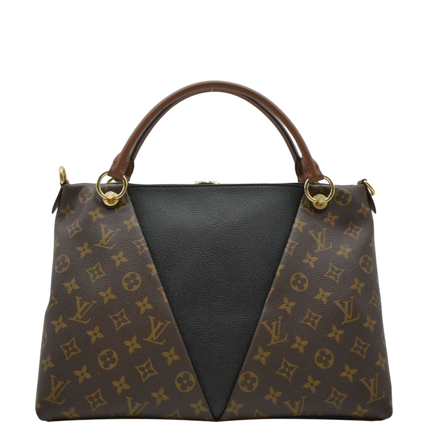 LOUIS VUITTON V Monogram Canvas Tote Shoulder Bag Brown