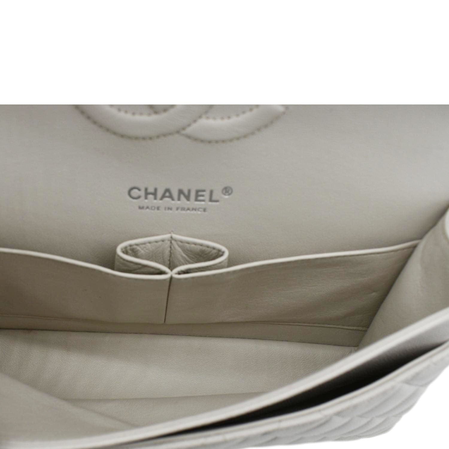 Chanel Classic Double Flap Medium Quilted Caviar Leather Shoulder Bag White