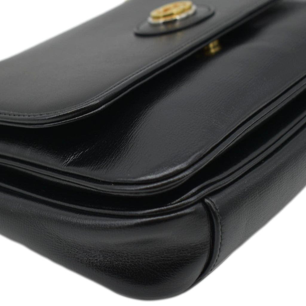 GUCCI Linea Marina Small Chain Leather Shoulder Bag Black 576421