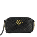GUCCI Gucci Marmont Small Matelasse Chevron Leather Camera Bag Black 447632