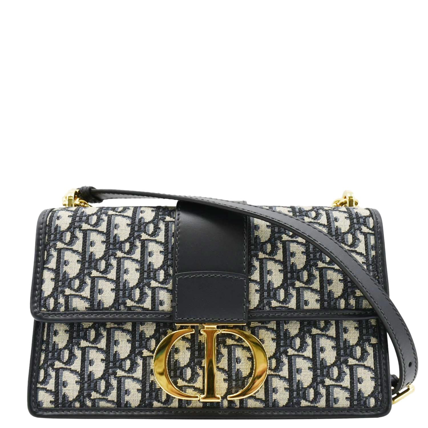 CHRISTIAN DIOR 30 Montaigne Oblique Jacquard Crossbody Clutch Bag Blue