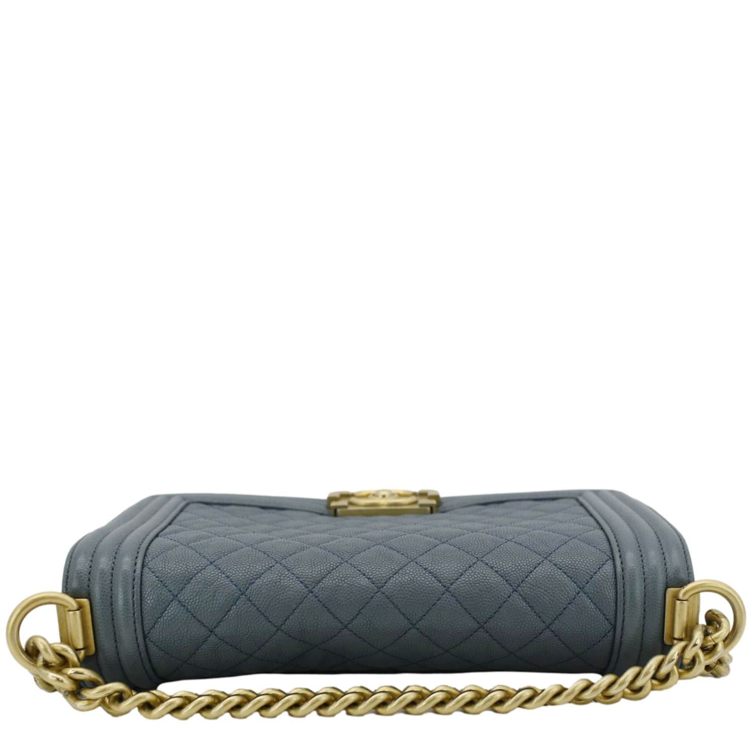 Chanel Boy Flap Medium Caviar Quilted Leather Shoulder Bag Blue
