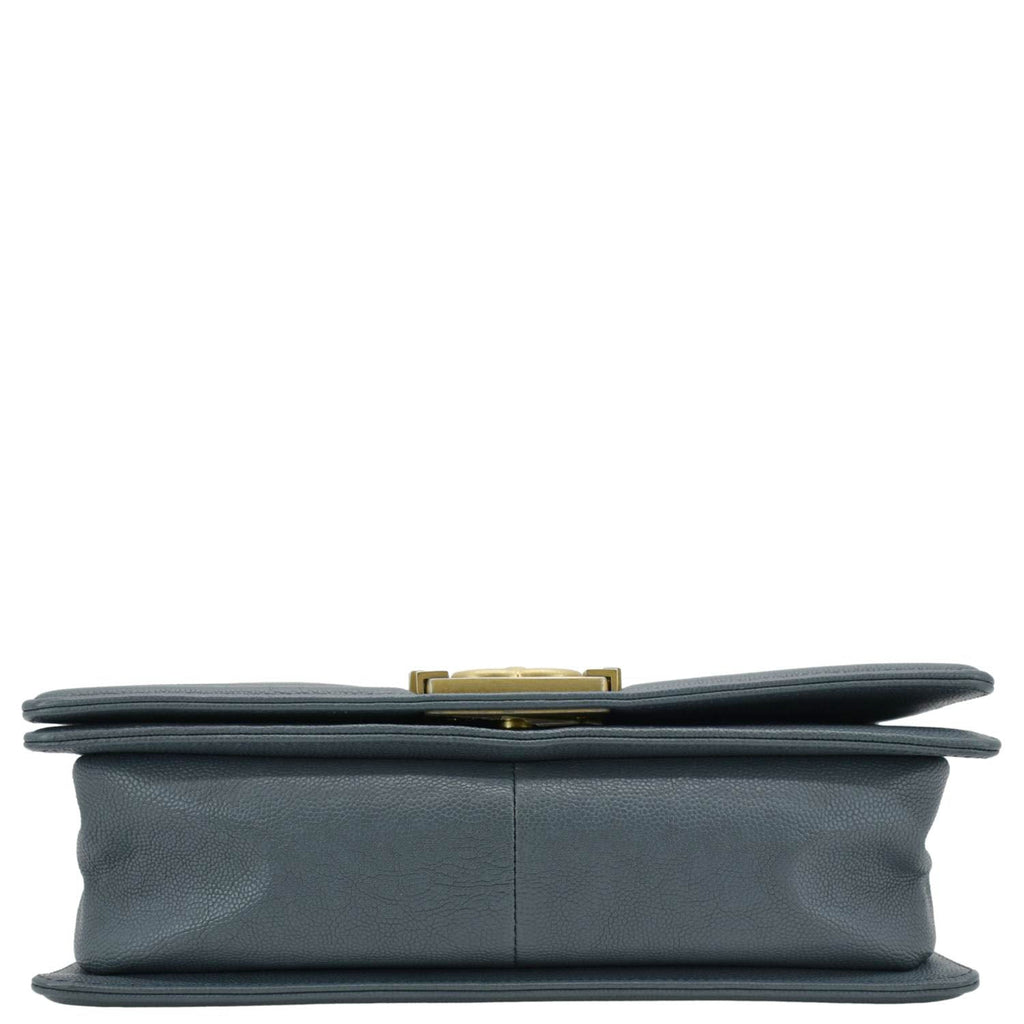 Chanel Boy Flap Medium Caviar Quilted Leather Shoulder Bag Blue