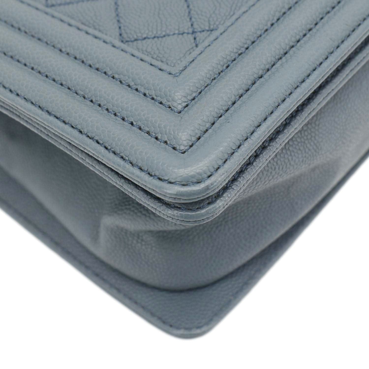 Chanel Boy Flap Medium Caviar Quilted Leather Shoulder Bag Blue