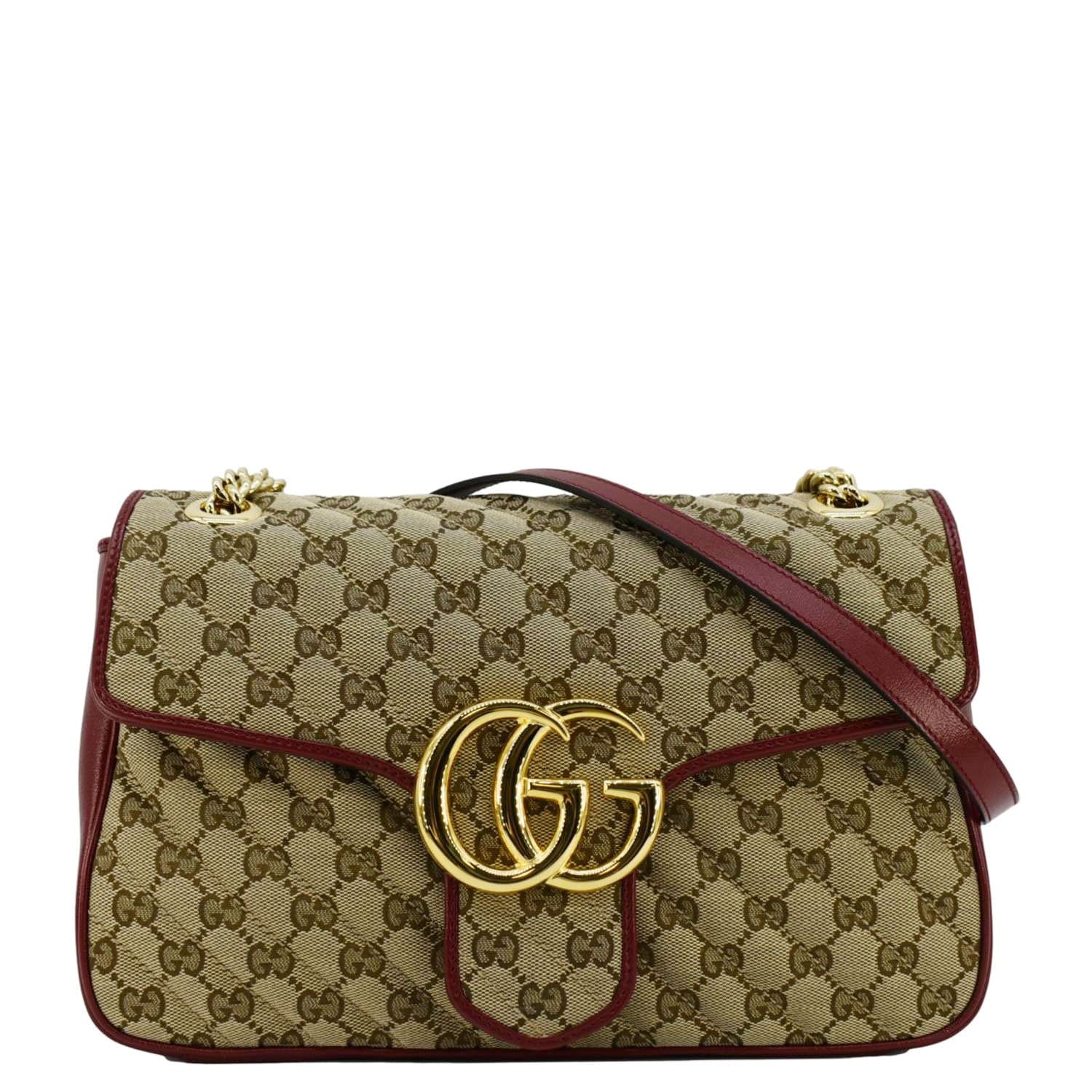 GUCCI Gucci Marmont Medium Canvas Crossbody Bag Beige 443496