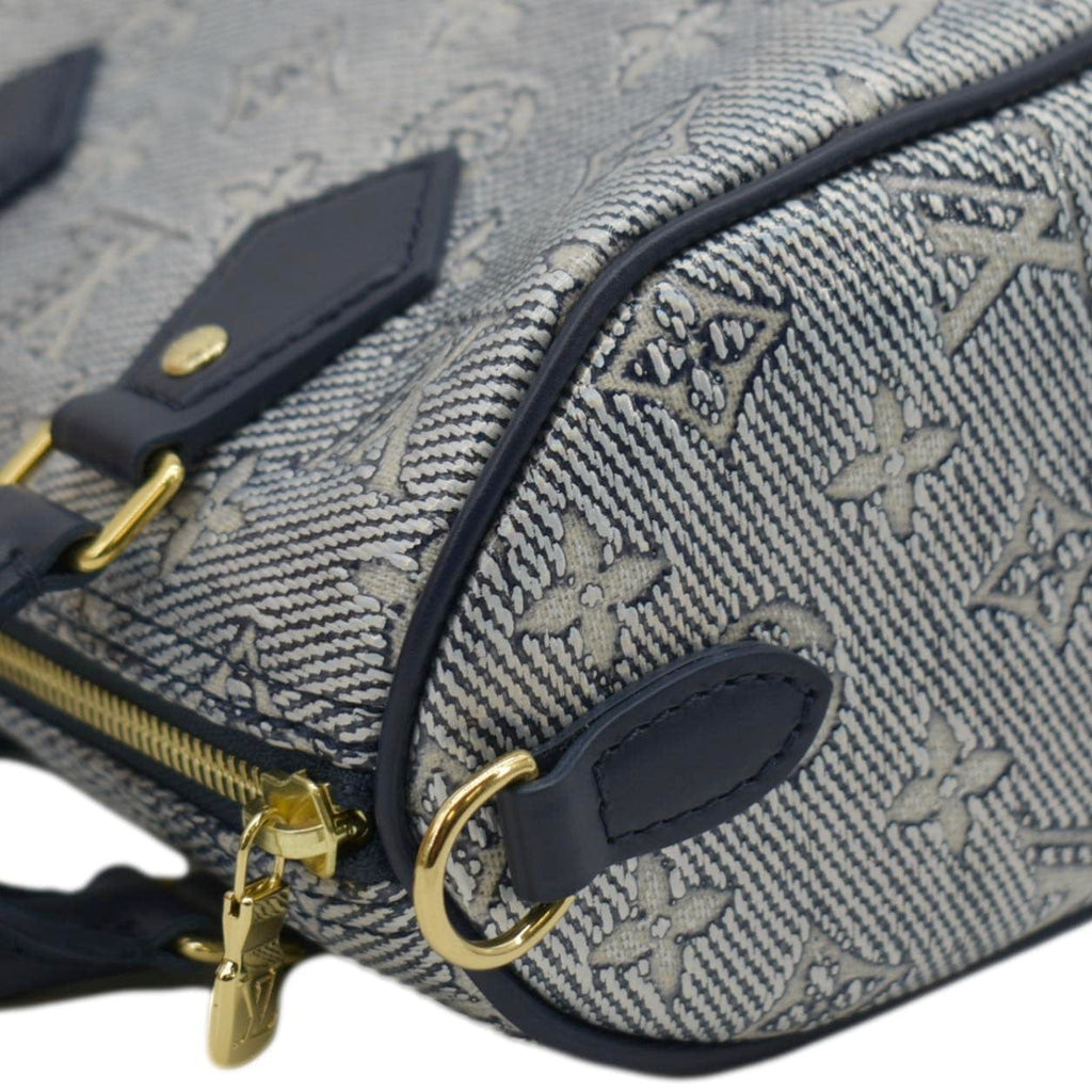 LOUIS VUITTON Monoglam Speedy Bandouliere 20 Jacquard Canvas Shoulder Bag Navy