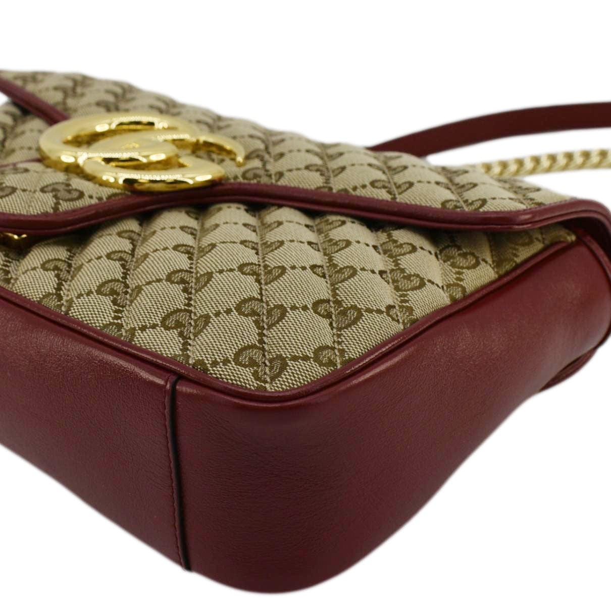 GUCCI Gucci Marmont Medium Canvas Crossbody Bag Beige 443496