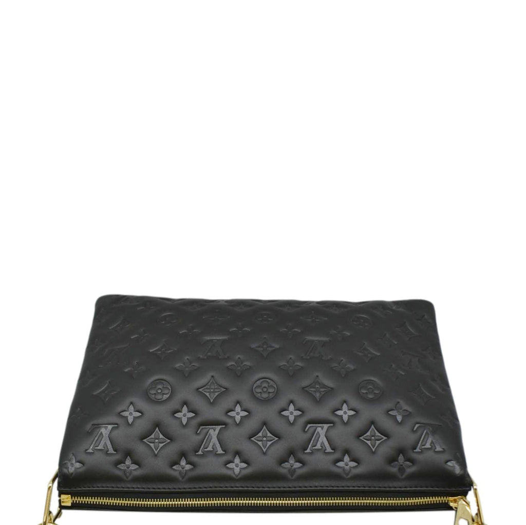 LOUIS VUITTON Coussin MM Monogram Embossed Shoulder Bag Black