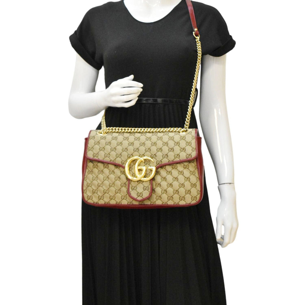 GUCCI Gucci Marmont Medium Canvas Crossbody Bag Beige 443496