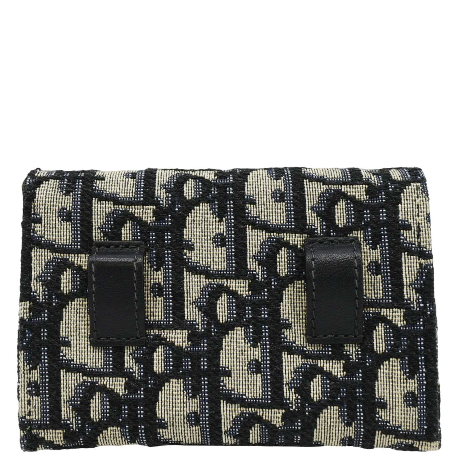 CHRISTIAN DIOR Nano Saddle Oblique Chain Wallet Navy Blue