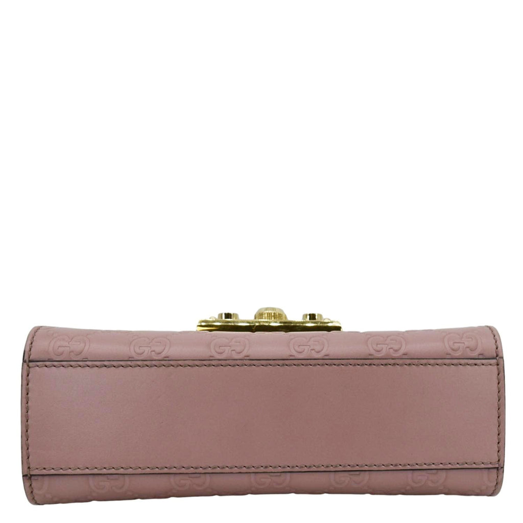 GUCCI Signature Padlock Leather Top Handle Shoulder Bag Pink 409487