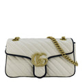 GUCCI Gucci Marmont Small Diagonal Matelasse Leather Crossbody Bag White 443497