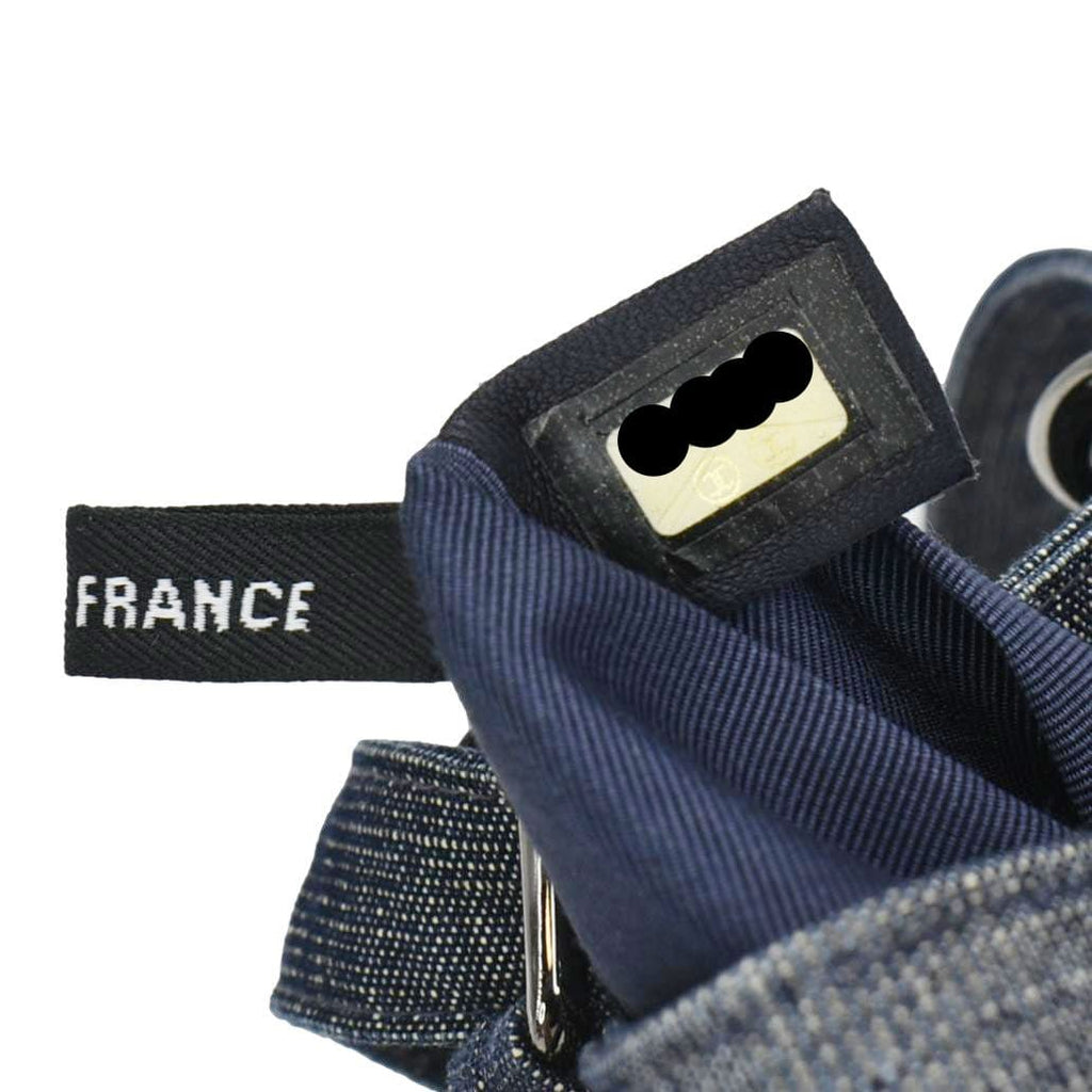 Chanel Sequin Denim Small Drawstring Bucket Bag Blue