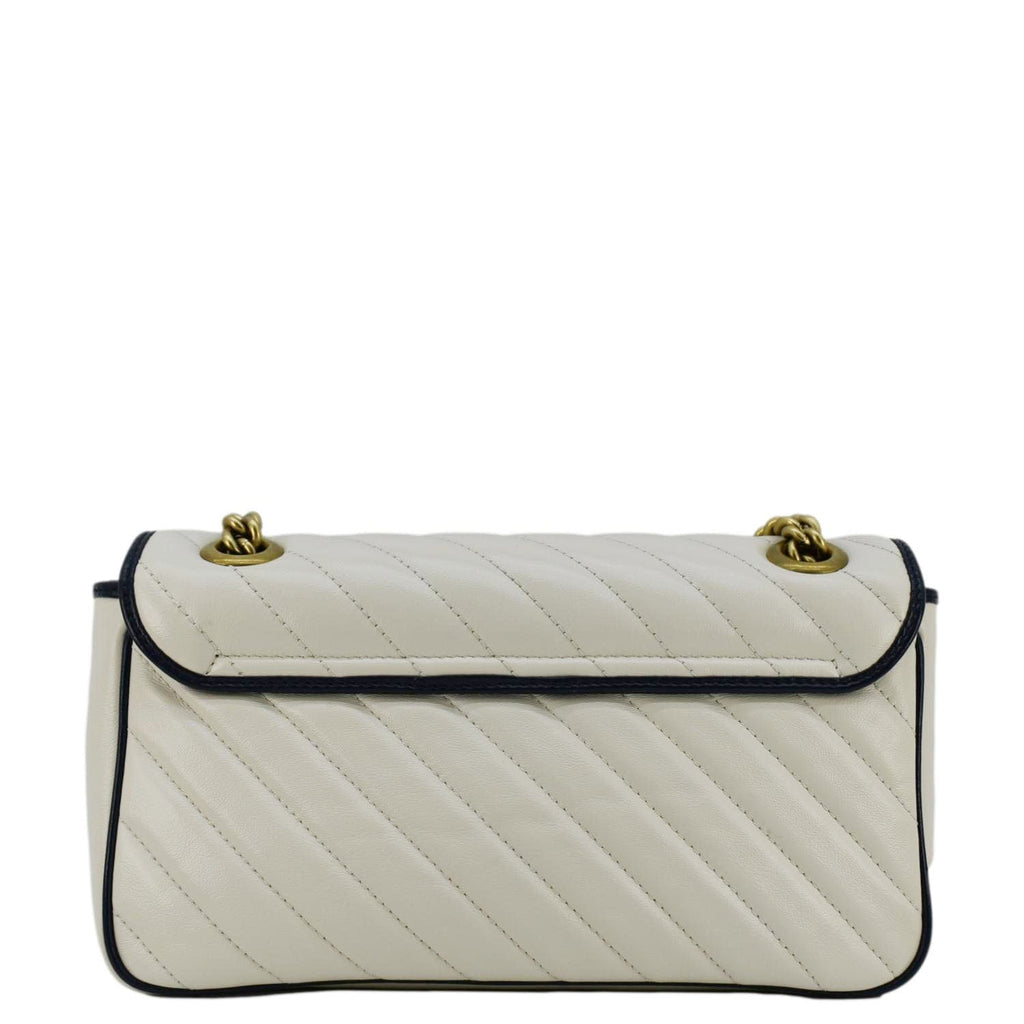 GUCCI Gucci Marmont Small Diagonal Matelasse Leather Crossbody Bag White 443497