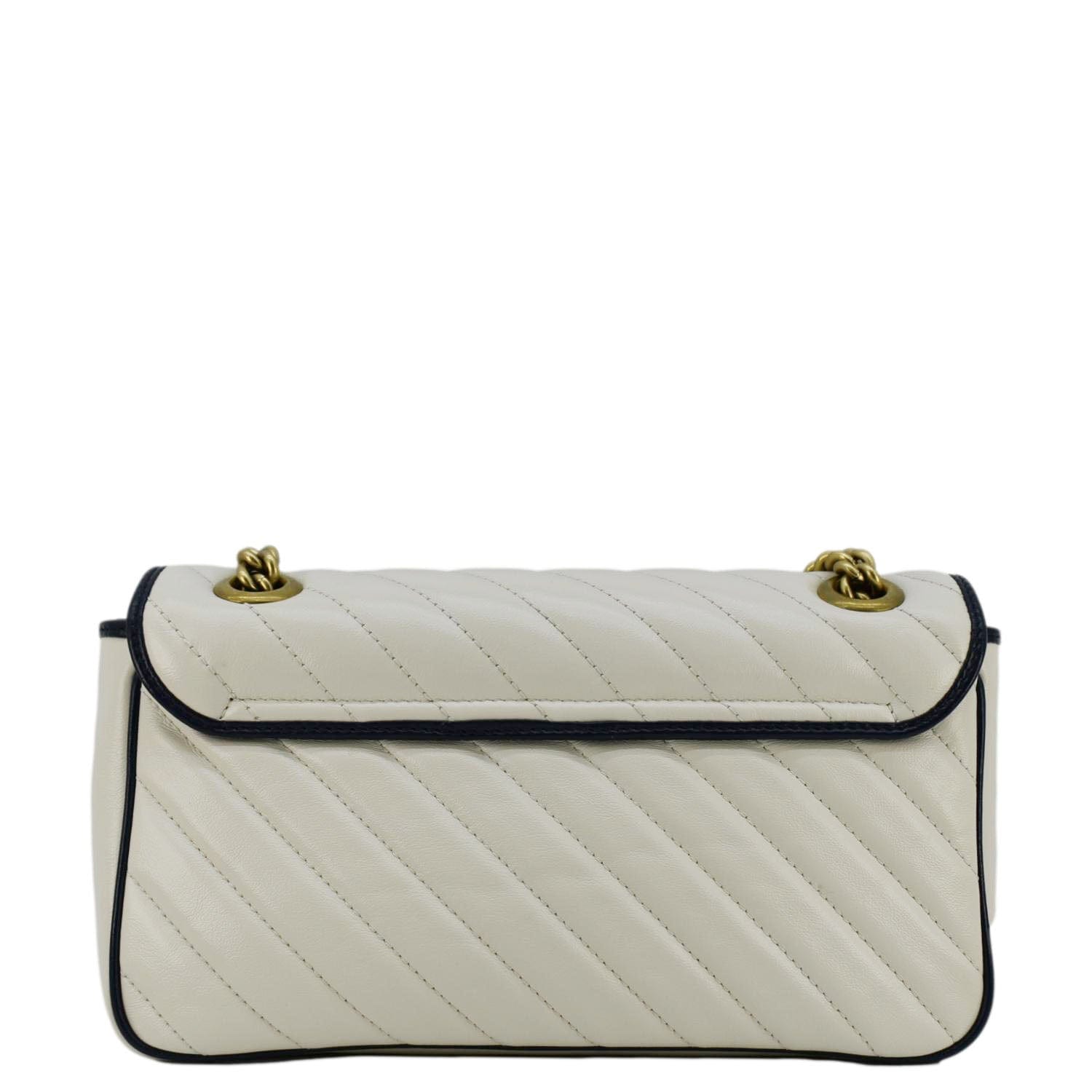 GUCCI Gucci Marmont Small Diagonal Matelasse Leather Crossbody Bag White 443497