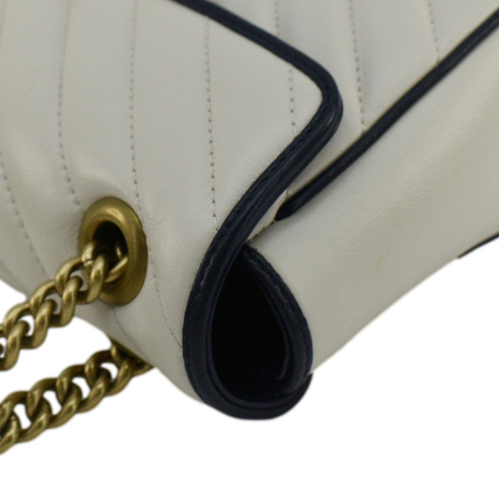 GUCCI Gucci Marmont Small Diagonal Matelasse Leather Crossbody Bag White 443497
