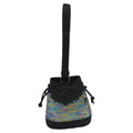 Chanel Sequin Denim Small Drawstring Bucket Bag Blue