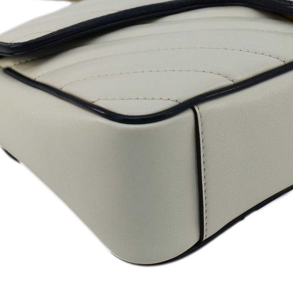 GUCCI Gucci Marmont Small Diagonal Matelasse Leather Crossbody Bag White 443497