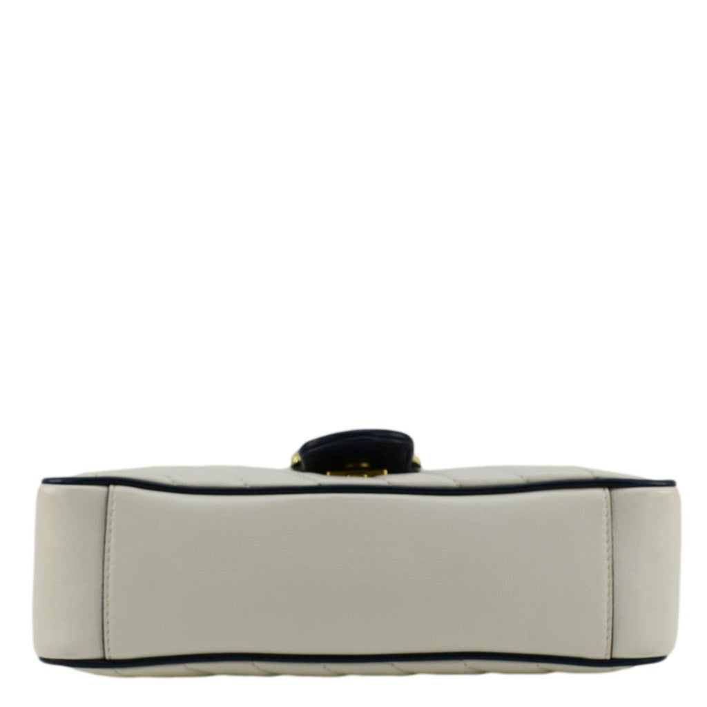GUCCI Gucci Marmont Small Diagonal Matelasse Leather Crossbody Bag White 443497