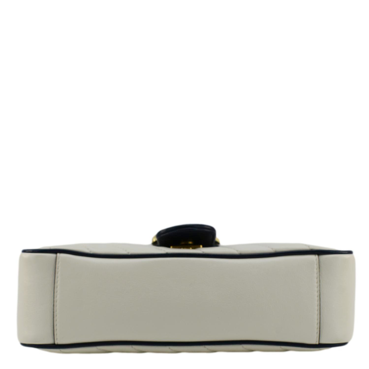 GUCCI Gucci Marmont Small Diagonal Matelasse Leather Crossbody Bag White 443497