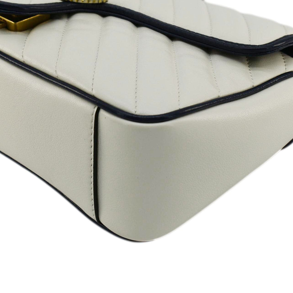 GUCCI Gucci Marmont Small Diagonal Matelasse Leather Crossbody Bag White 443497