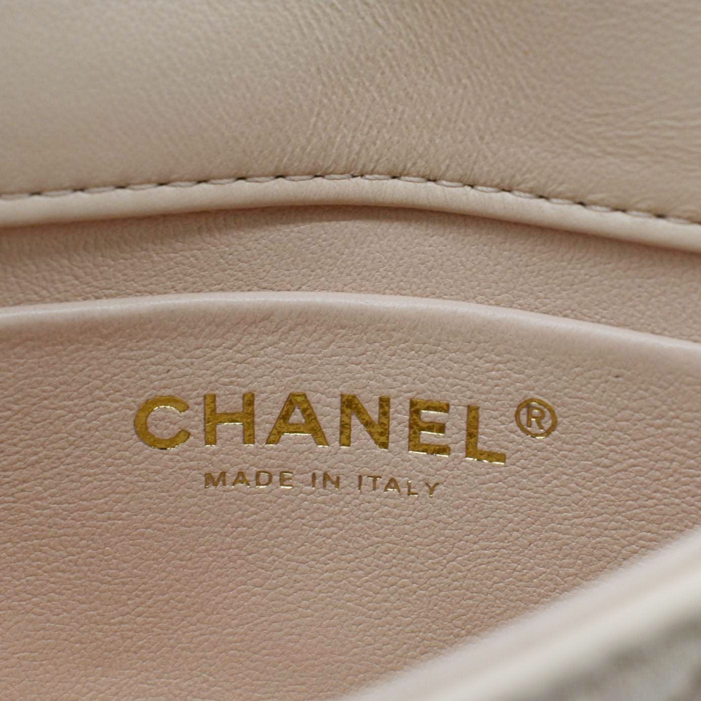 Chanel Mini Rectangular Flap Quilted Leather Crossbody Bag Beige