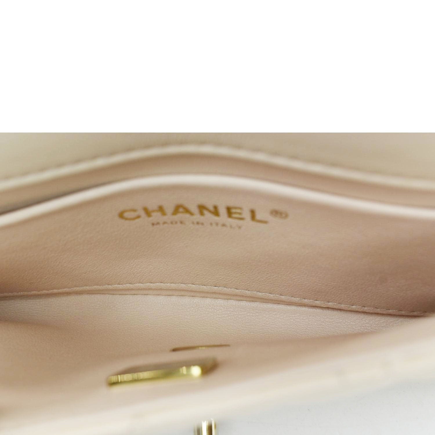 Chanel Mini Rectangular Flap Quilted Leather Crossbody Bag Beige