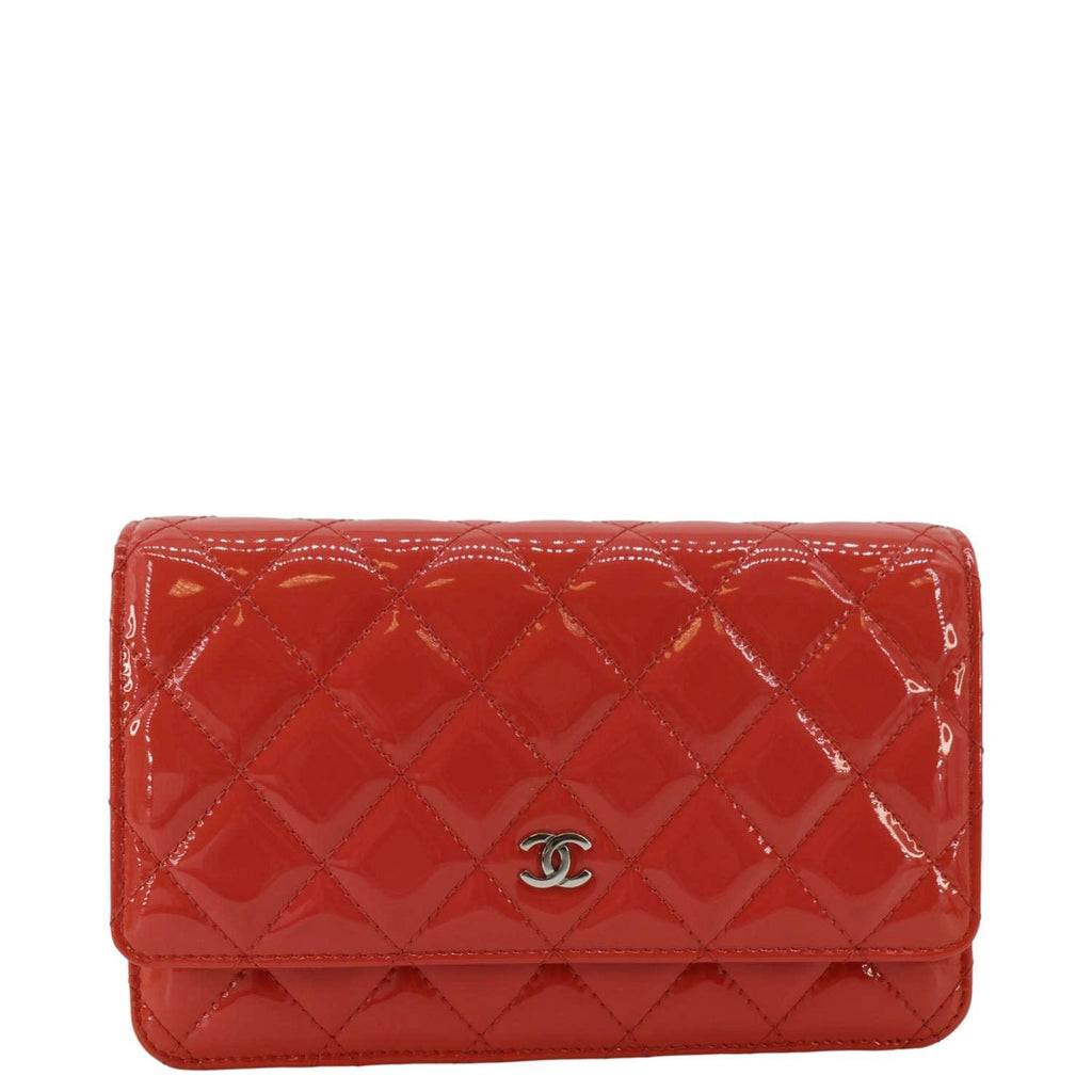 Chanel WOC Quilted Patent Leather Crossbody Bag Red
