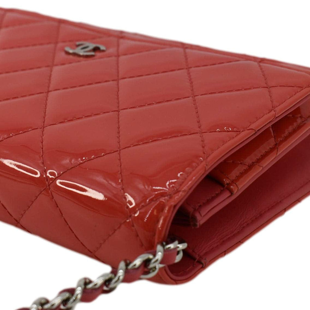Chanel WOC Quilted Patent Leather Crossbody Bag Red