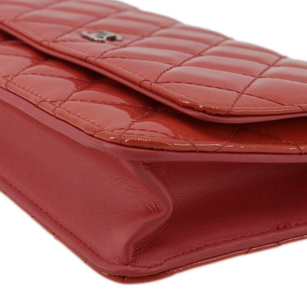 Chanel WOC Quilted Patent Leather Crossbody Bag Red