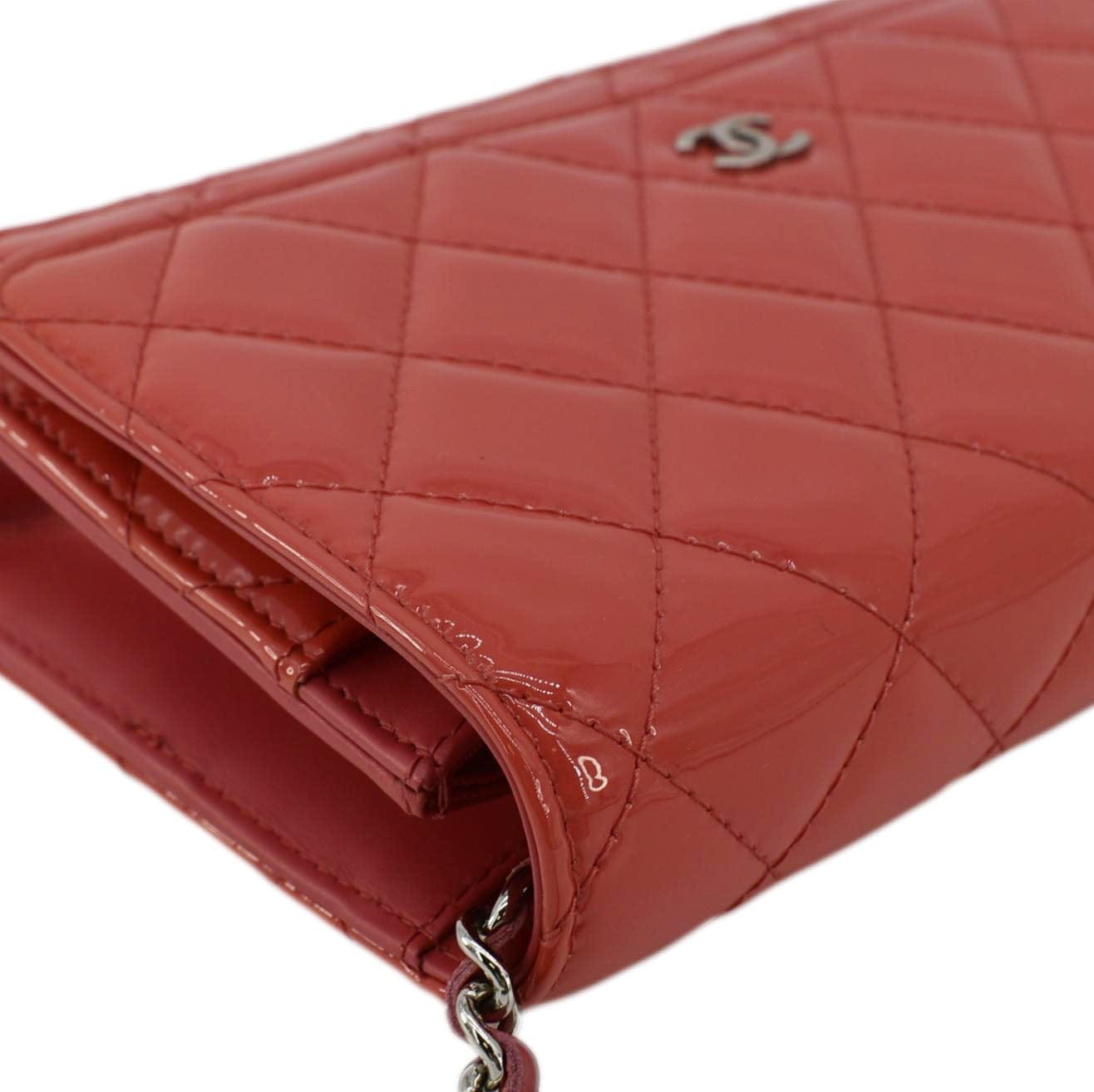 Chanel WOC Quilted Patent Leather Crossbody Bag Red