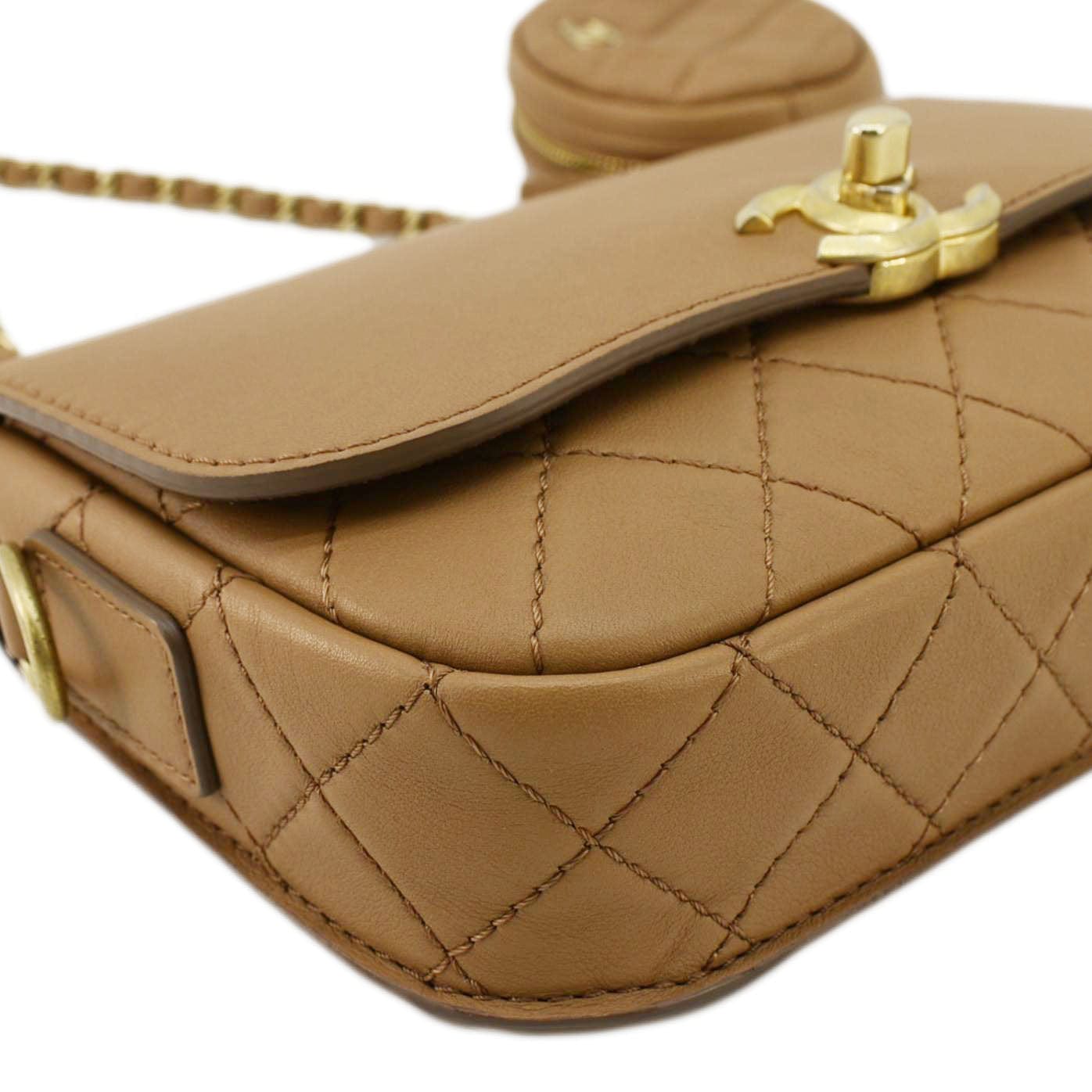 Chanel Multi Pouching Flap With Coin Purse Quilted Calfskin Leather Crossbody Bag Brown