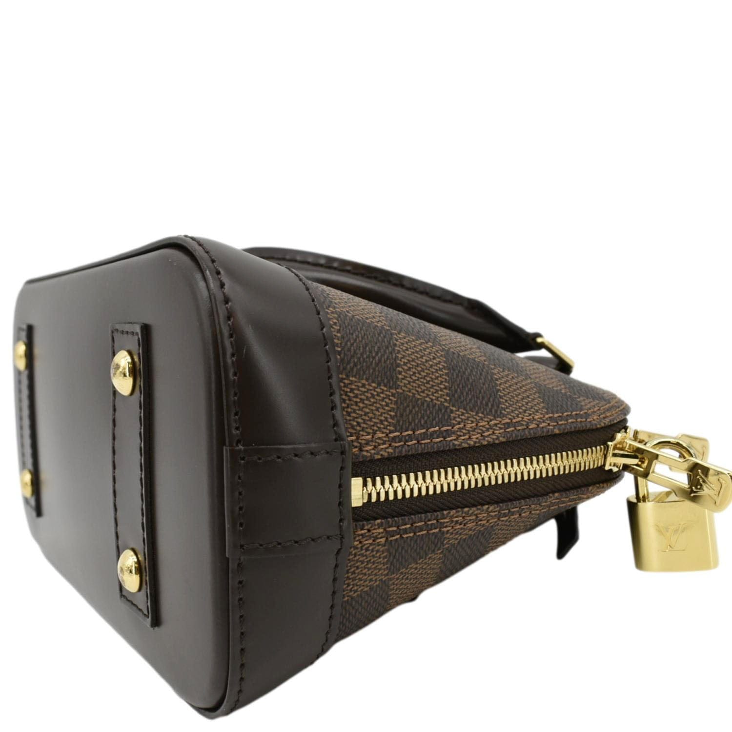 LOUIS VUITTON Alma BB Damier Ebene Satchel Bag Brown