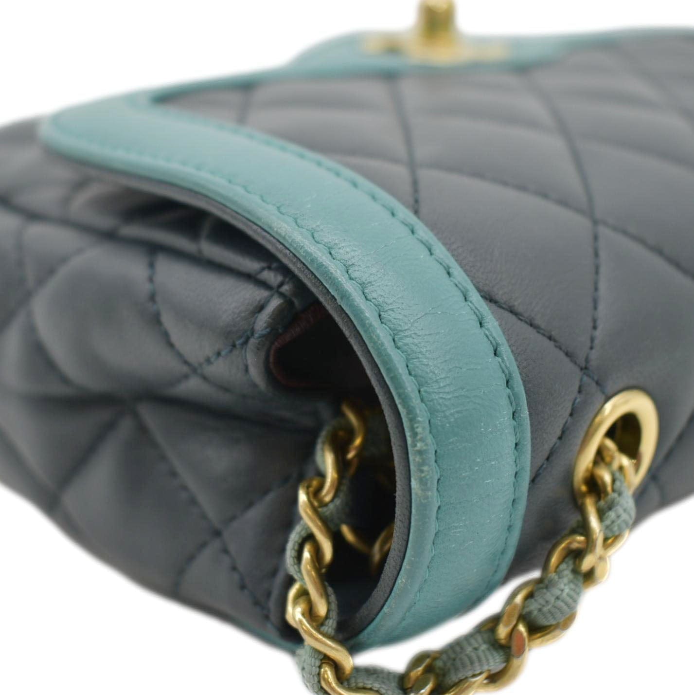 Chanel Day Flap Quilted Leather Crossbody Bag Dark Green
