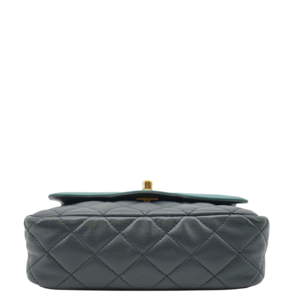 Chanel Day Flap Quilted Leather Crossbody Bag Dark Green