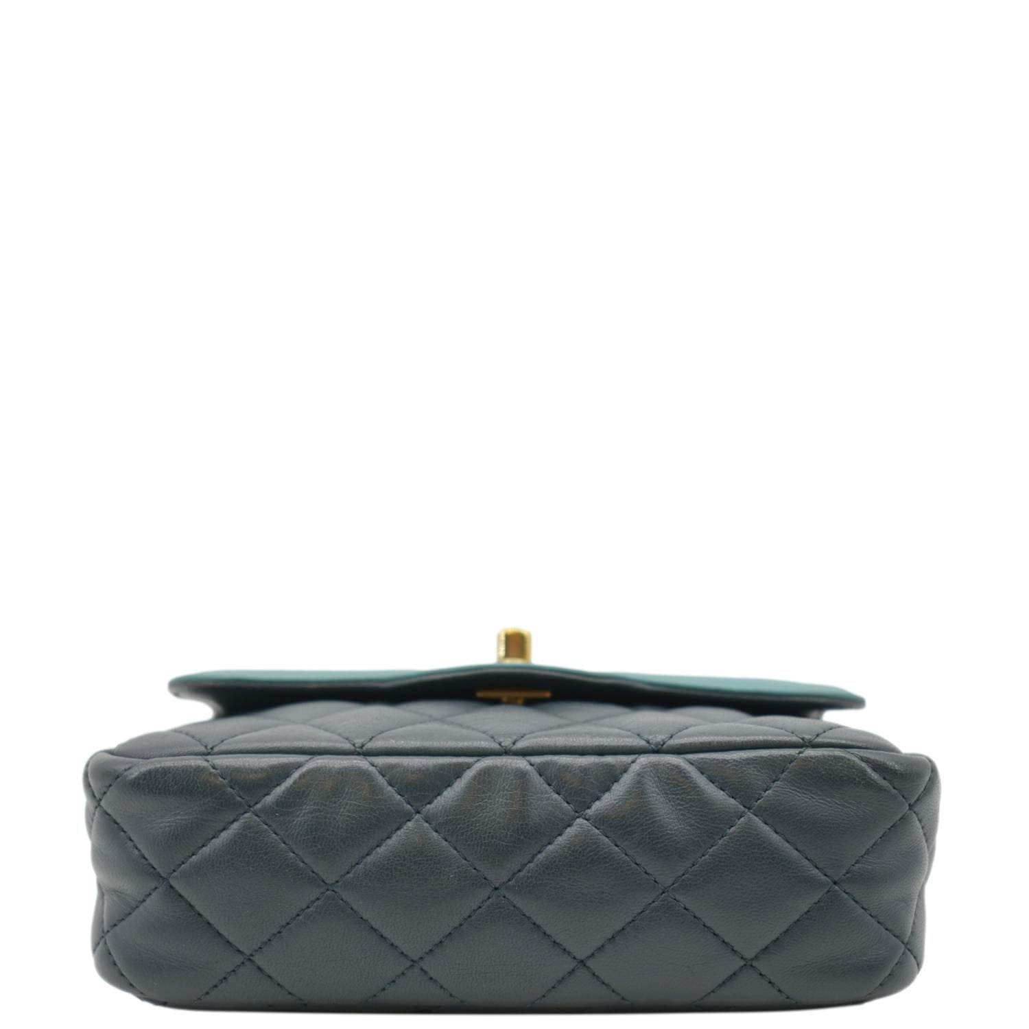 Chanel Day Flap Quilted Leather Crossbody Bag Dark Green