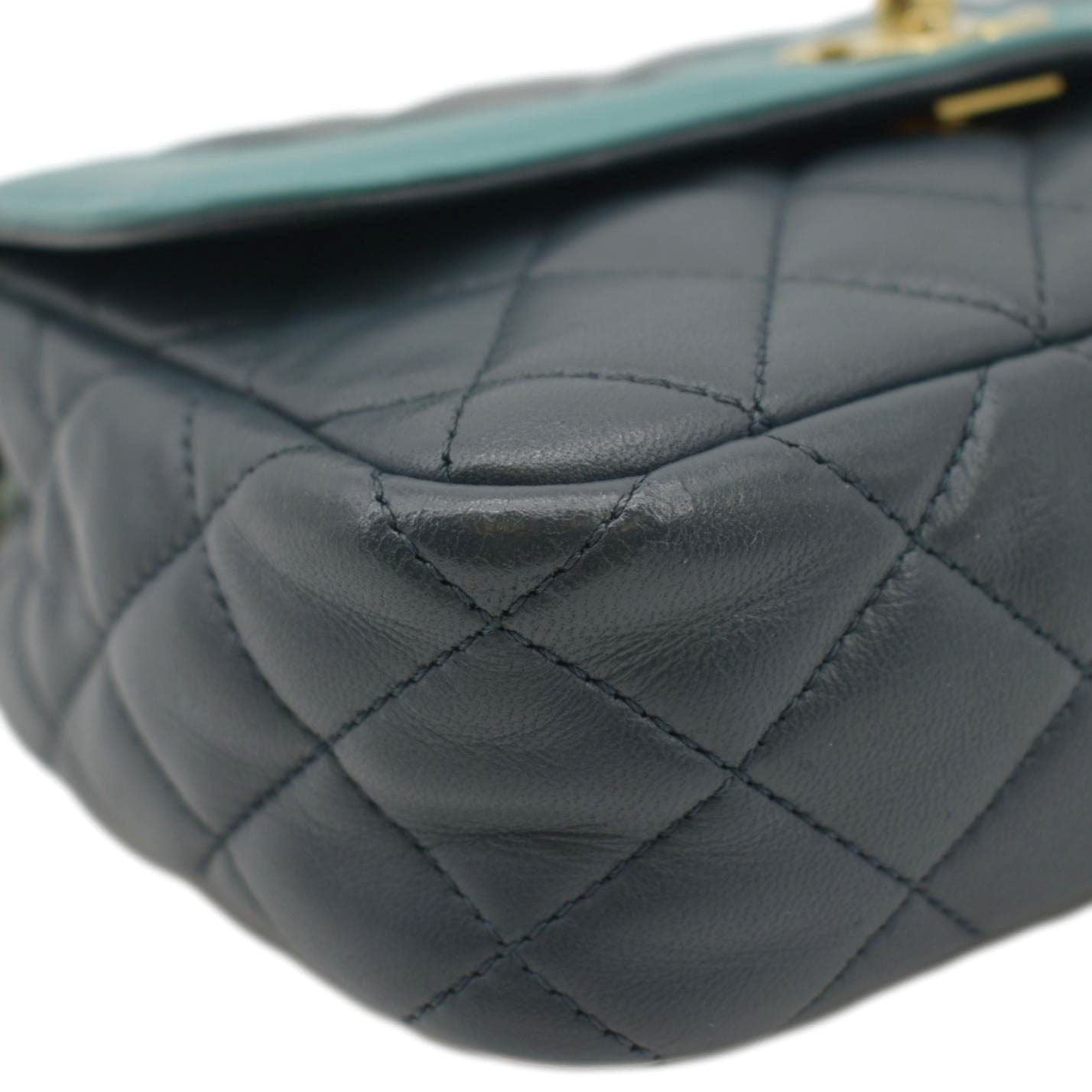 Chanel Day Flap Quilted Leather Crossbody Bag Dark Green