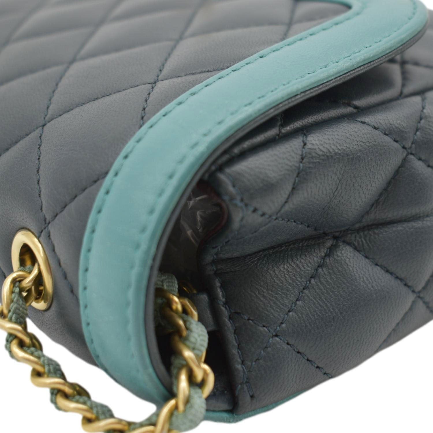 Chanel Day Flap Quilted Leather Crossbody Bag Dark Green