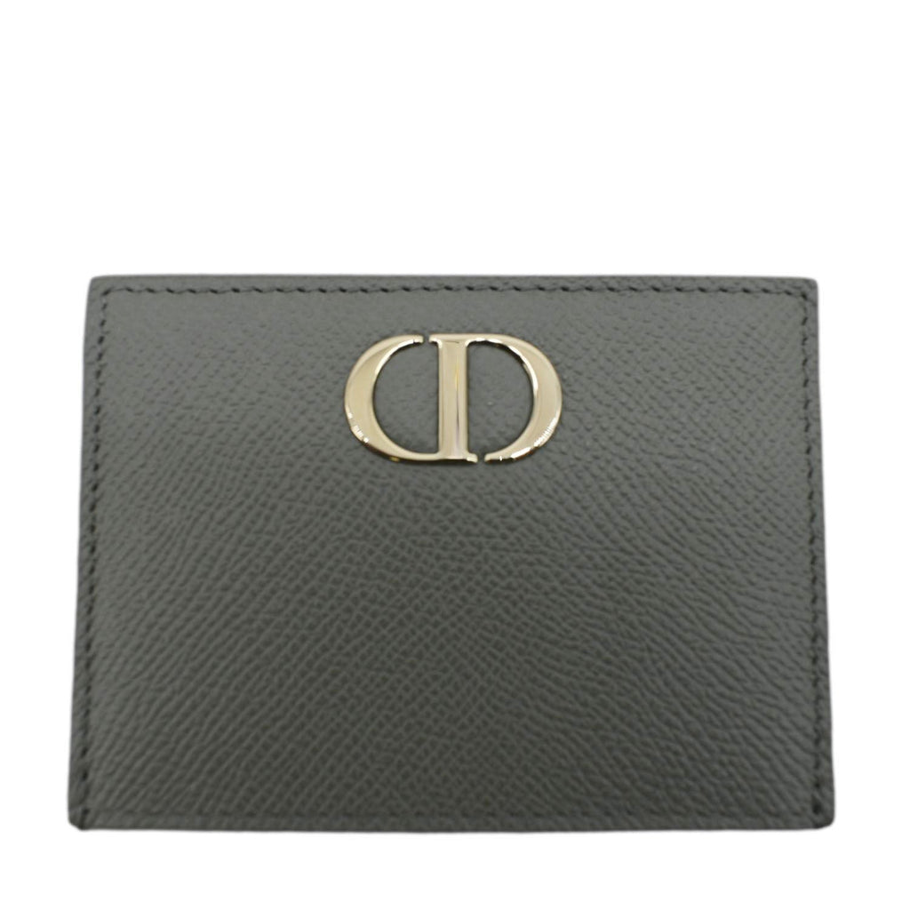 CHRISTIAN DIOR 30 Montaigne Grained Calfskin Leather Card Holder Dark Grey