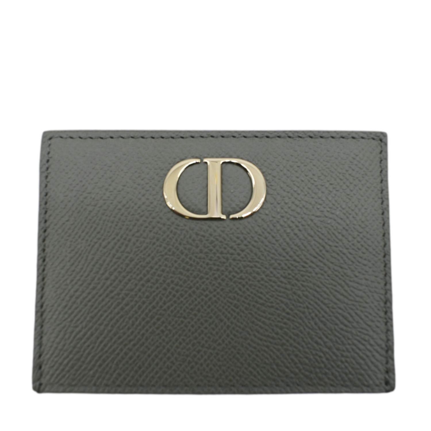 CHRISTIAN DIOR 30 Montaigne Grained Calfskin Leather Card Holder Dark Grey