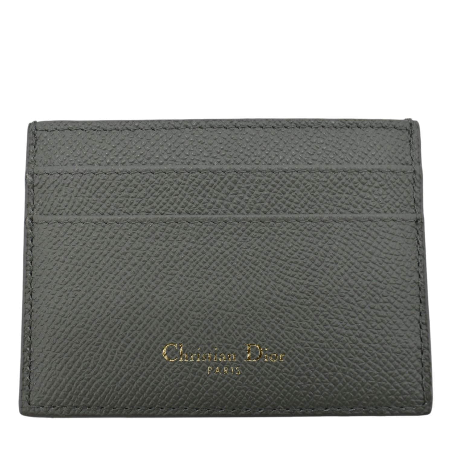 CHRISTIAN DIOR 30 Montaigne Grained Calfskin Leather Card Holder Dark Grey