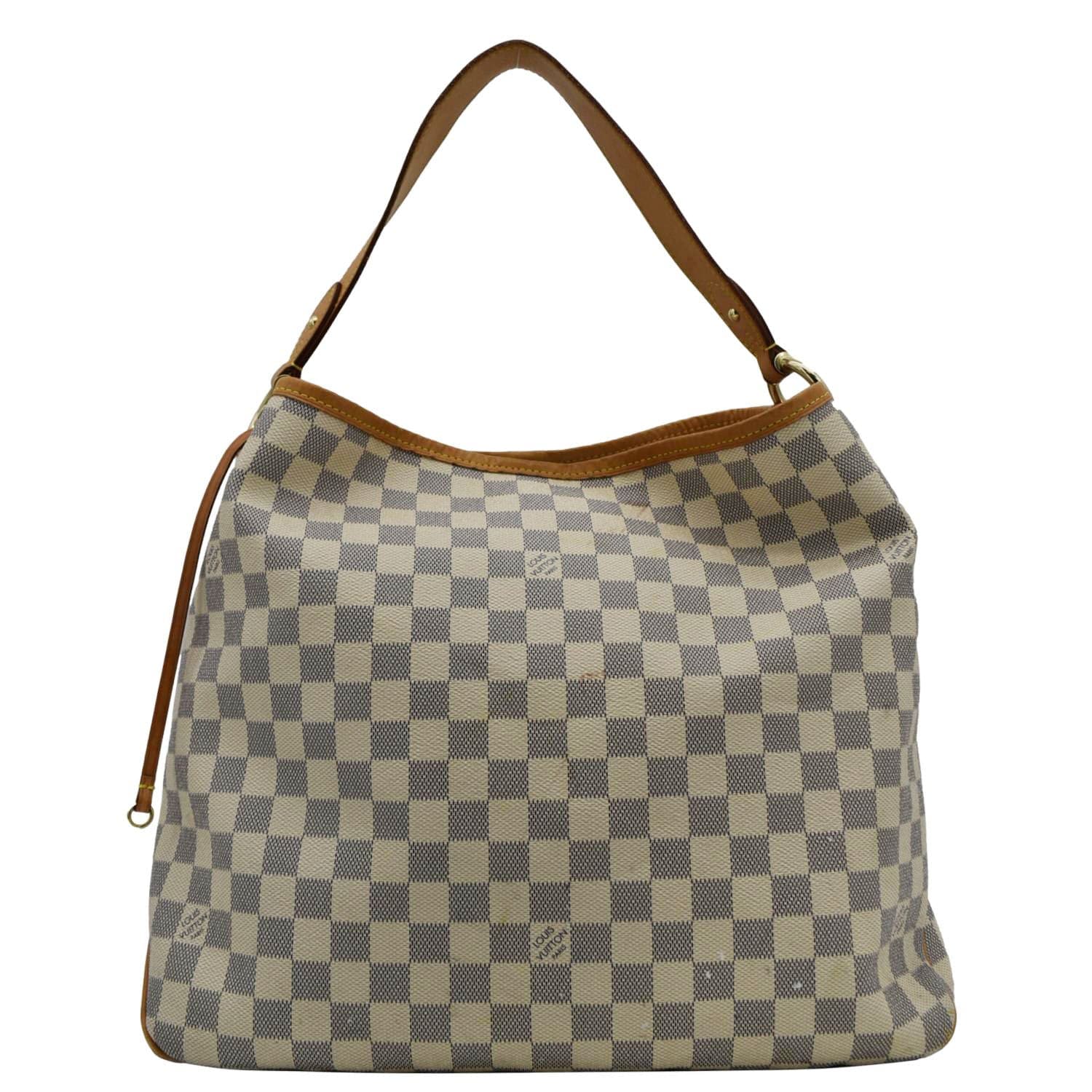 LOUIS VUITTON Delightful MM Damier Azur Hobo Shoulder Bag White