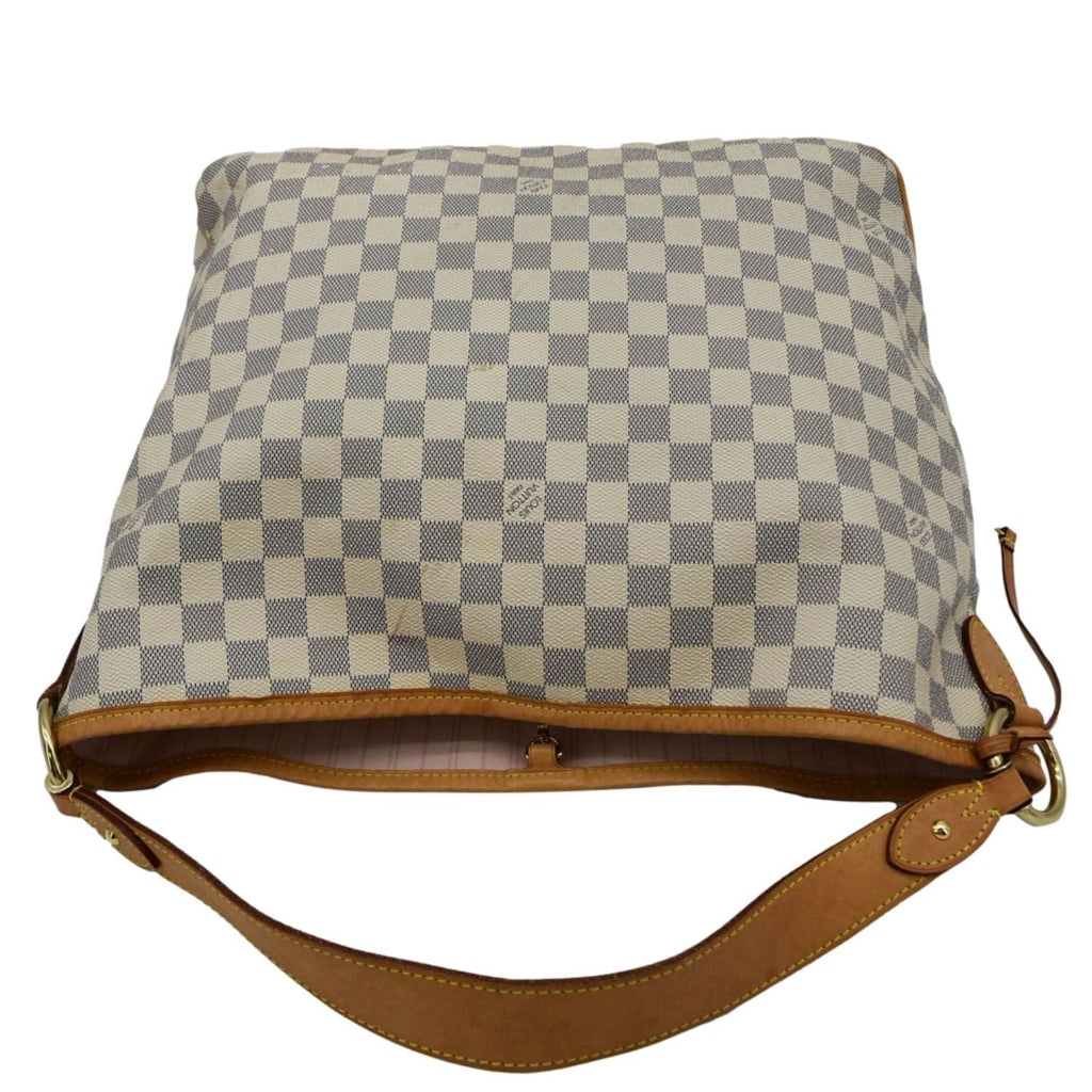LOUIS VUITTON Delightful MM Damier Azur Hobo Shoulder Bag White