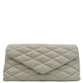 YVES SAINT LAURENT Sade Puffer Quilted  Leather Envelope Clutch Off White