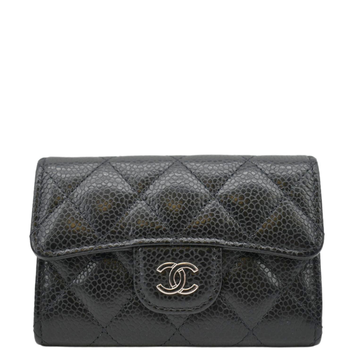 Chanel Flap Quilted Caviar Leather Card Holder Black
