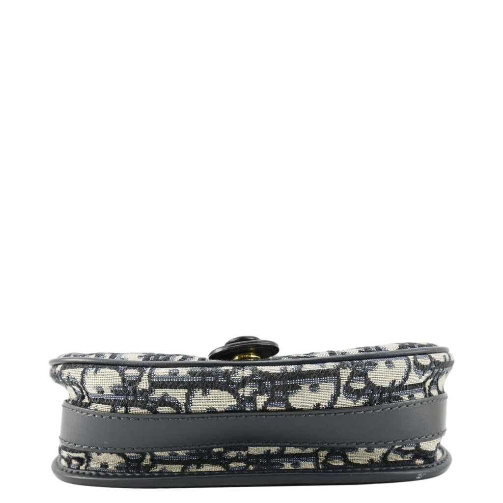 CHRISTIAN DIOR Bobby Medium Oblique Jacquard Canvas Crossbody Bag Navy Blue